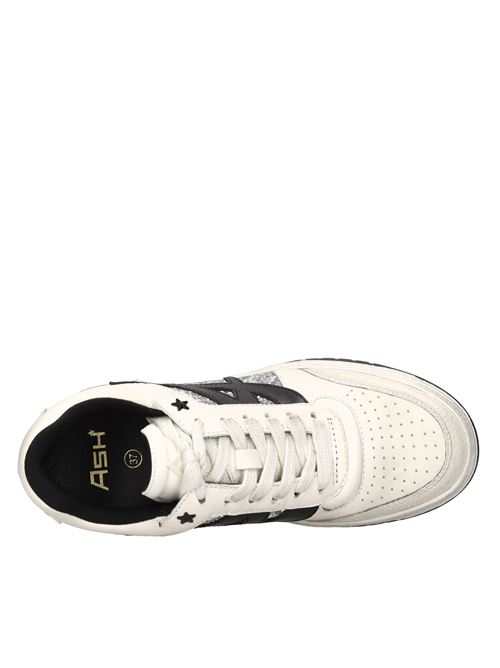 Sneakers modello BLAKE in pelle ASH | BLAKE TUMBLED LEATHER-ROUNDER GLITTERBIANCO-NERO-ARGENTO